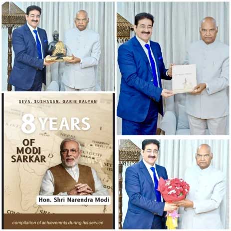 Sandeep Marwah Presented First Copy of Book- 8 Years of Modi Sarkar to Ram Nath Kovind thumbnail_img_3563