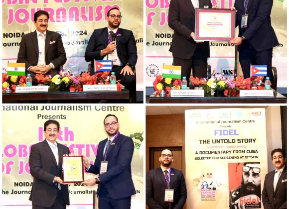 Award of Distinction Presented to Cuban Film “FIDEL” at 12th Global Festival of Journalism Noida 428597804_10159137975521065_8527531065724398598_n