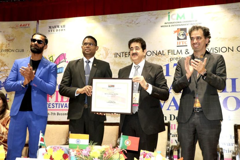 H.E. Arunkoemar Hardien Presented with Patronship of Indo-Suriname Film and Cultural Forum 471170641_10160009793046065_633683678459072946_n