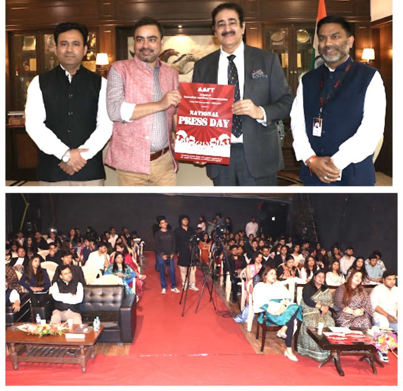National Press Day Celebrated at AAFT with Inspiring Master Class by Naveen Kumar, Editor-in-Chief, Article 19 582723191_10242994926868795_2079299365718274329_n