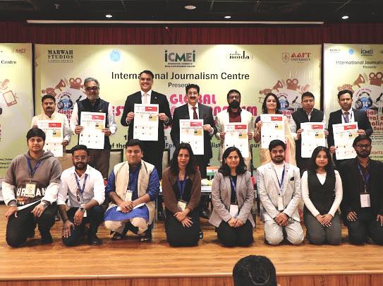 Newsletter by Students of AAFT School of Journalism Released by Eminent Media Leaders at Marwah Studios 633559532_10244332871836583_495965223065221064_n