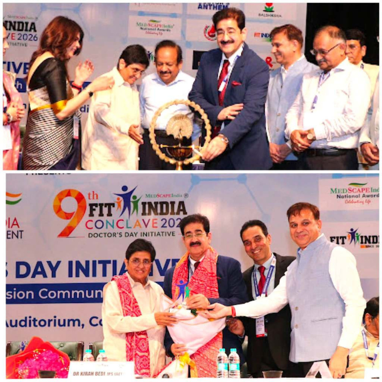 Dr. Sandeep Marwah Inaugurates 9th Fit India Programme at Mavalankar Hall, Honoured by Dr. Kiran Bedi for Promoting Health and Wellness 4