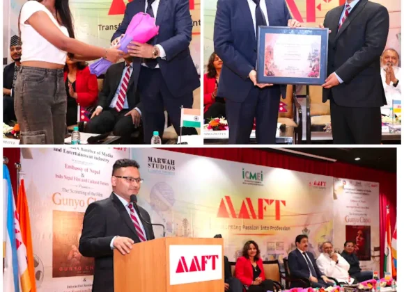 Dr. Surendra Thapa Honours Dr. Sandeep Marwah; Appointed Patron of Indo Nepal Film and Cultural Forum 753306512_1738052684064541_2130115071484689277_n (1)