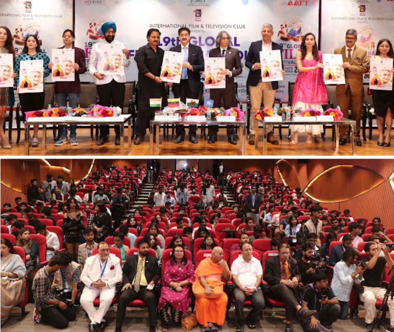 Poster Celebrating Mahatma Gandhi’s Ideals Launched at 19th Global Film Festival Noida 2026 799263997_29226325116969491_2163445126776477372_n-1