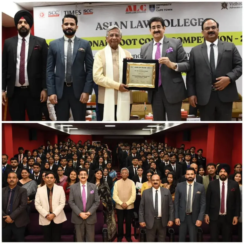Dr. Sandeep Marwah Presents Memento to Attorney General Dr. R. Venkataramani at Asian Law College 826989770_2920788658313936_5541796191379733975_n